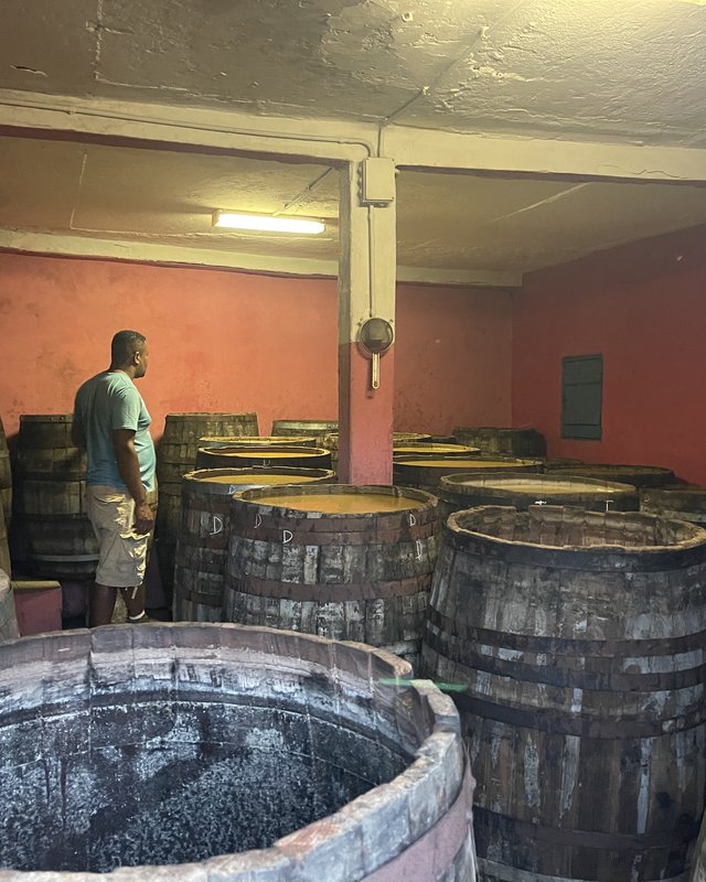 Barrel aging room at the distillery